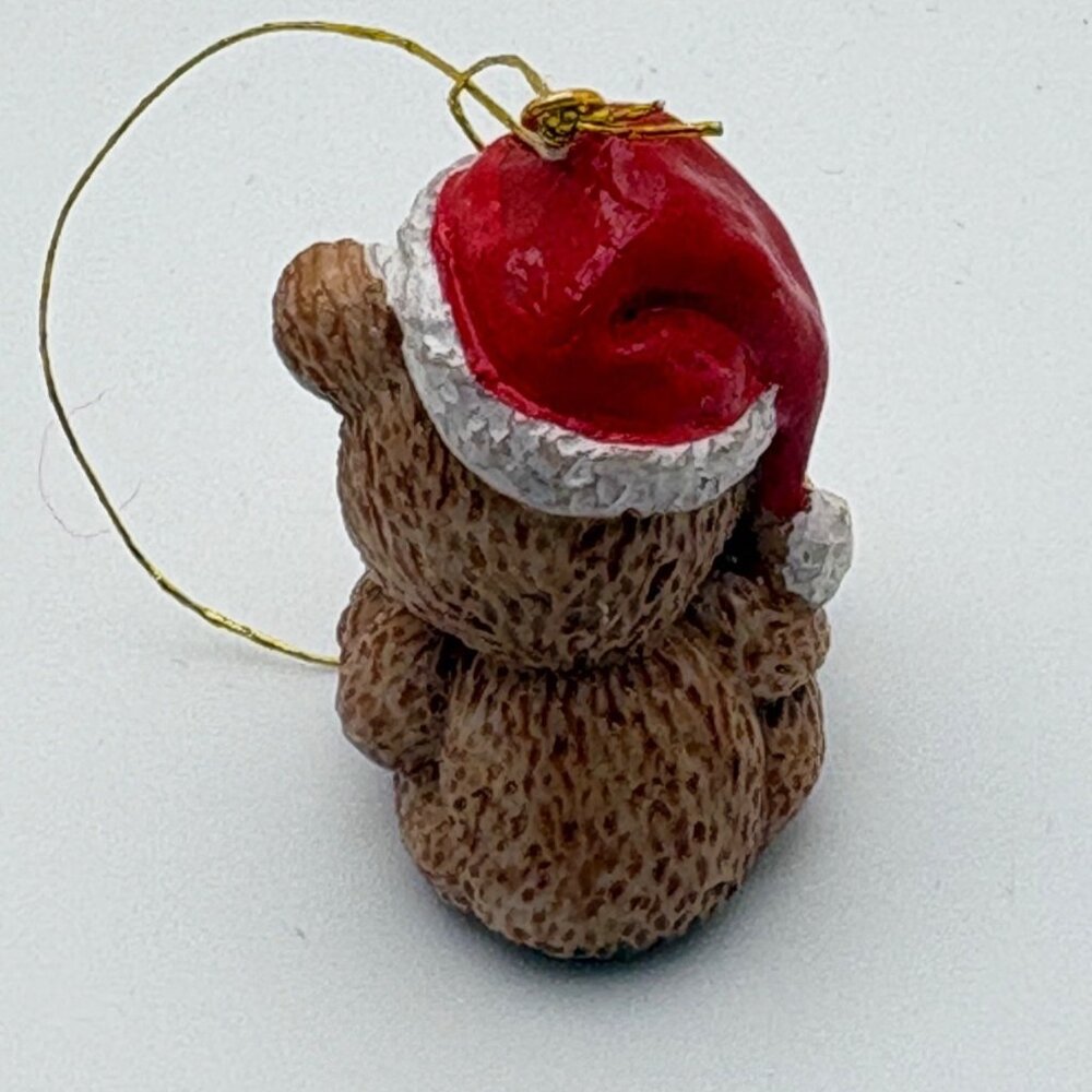 Vintage Santa Claus Teddy Bear Christmas Ornament Mini Holding Candy Cane - Picture 6 of 6